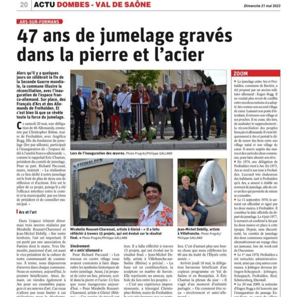 article de presse Debilly commande de sculpture