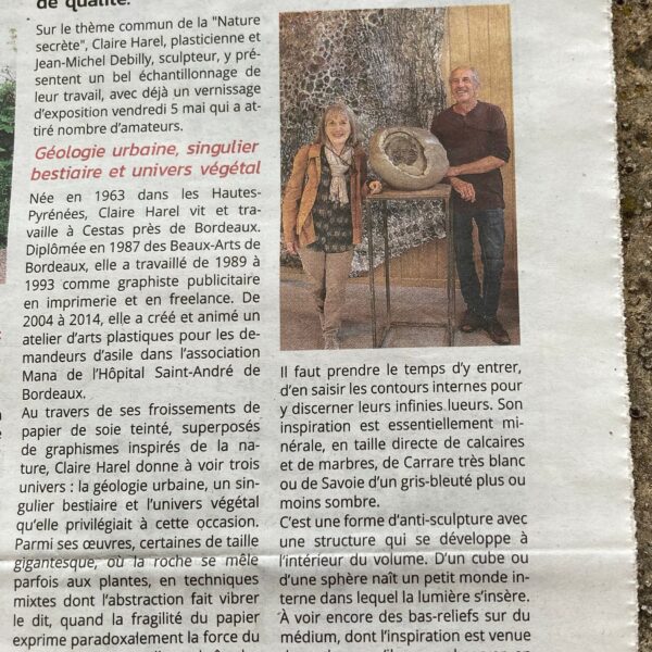 article Debilly Harel sculpteur plasticienne